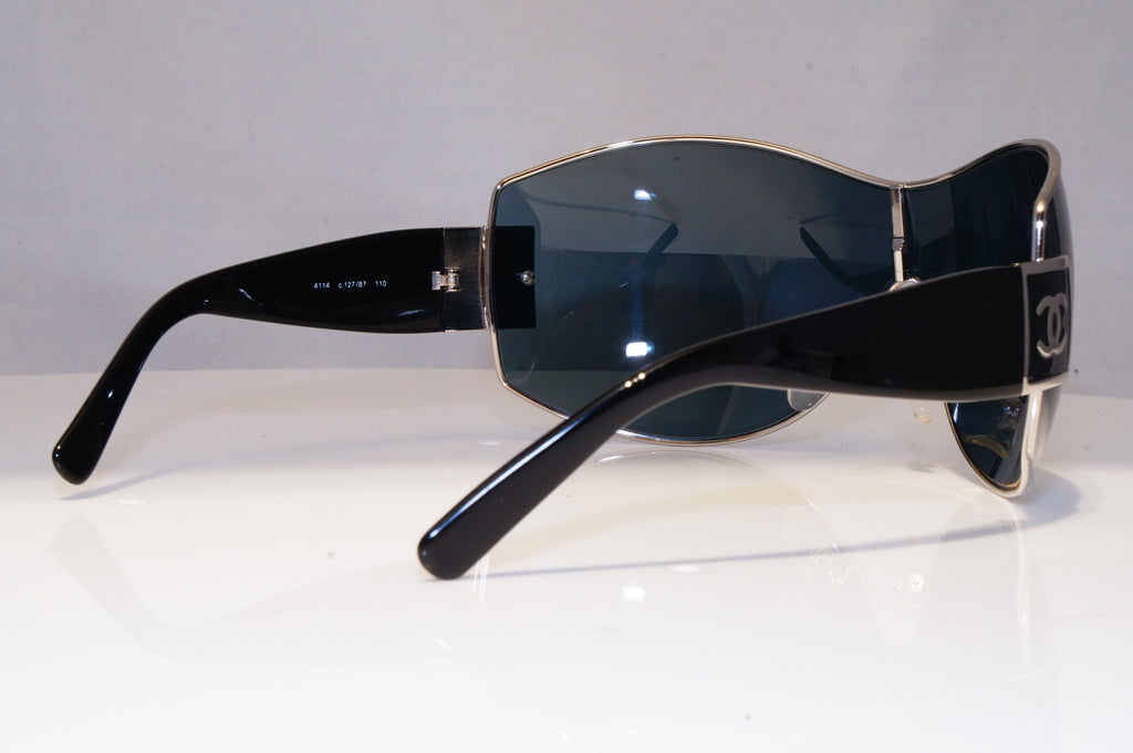 CHANEL Womens Oversized Sunglasses Black Shield SKI ICONIC CC 4114 127/87 17837